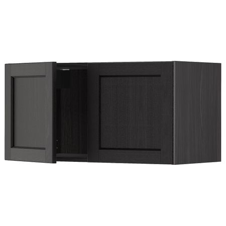 Навесной шкаф с 2 дверями, черный/Лерхюттан черная морилка 80x40 см IKEA МЕТОД 292.614.45