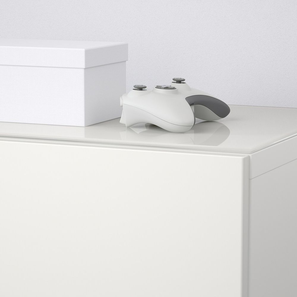 Шкаф для ТВ, комбинированный, стекляные дверцы, белый/Сельсвикен глянцевый, белый матовое стекло 300x40x230 см IKEA BESTÅ БЕСТО - фото 1