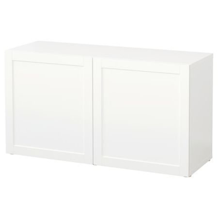 BESTÅ Стеллаж с дверьми - белый/Hanviken белый 120x42x64 см