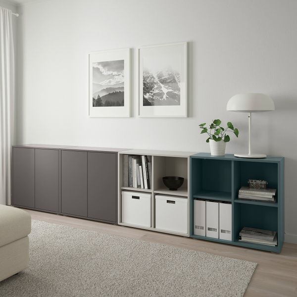 Комбинация шкафов с ножками, темно-серый/светло-серый серо-бирюзовый 280x35x72 см IKEA EKET ЭКЕТ 893.879.94 - фото 2
