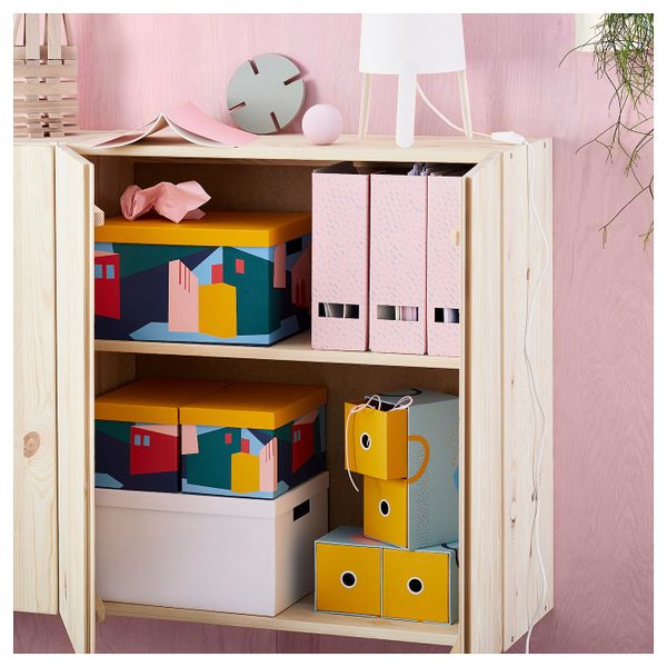 Коробка с крышкой, желтый, 25x35x20 см IKEA ТЬЕНА 804.341.36 - фото 3