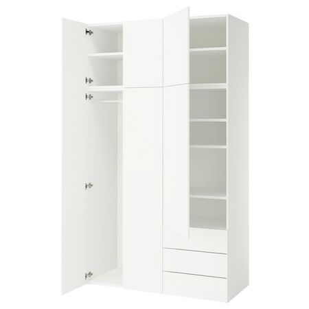 PLATSA Гардероб/6 дверей+3 ящика - белый/Fonnes белый 140x57x241 см
