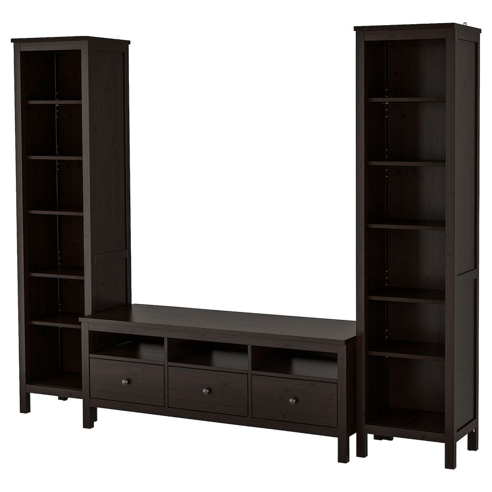 Шкаф для ТВ, комбинация, черно-коричневый 245x197 см IKEA HEMNES ХЕМНЭС 092.995.43 - фото 1