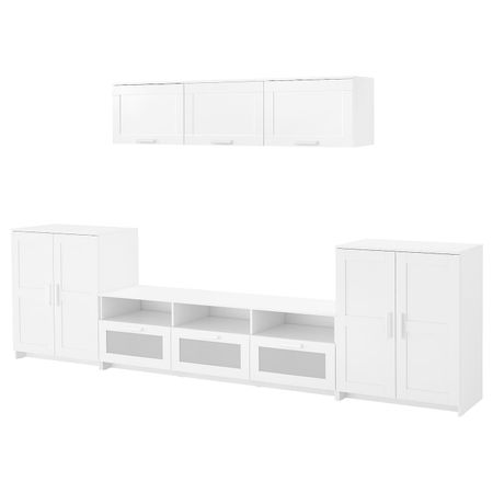 Шкаф для ТВ, комбинация, белый 336x41x190 см IKEA BRIMNES БРИМНЭС 993.977.99
