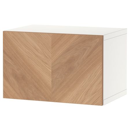 Стеллаж с дверью, белый/хедевикен дубовый шпон 60x42x38 см IKEA BESTÅ БЕСТО 394.416.63