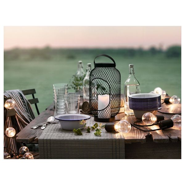 Фонарь для формовой свечи, черный 36 см IKEA TOPPIG ТОППИГ 103.933.75 - схема-чертеж с размерами