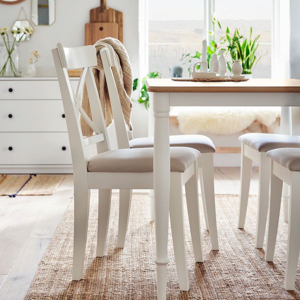 Стул, белый, Hallarp бежевый IKEA INGOLF ИНГОЛЬФLF ИНГОЛЬФ 504.730.73 - фото 5