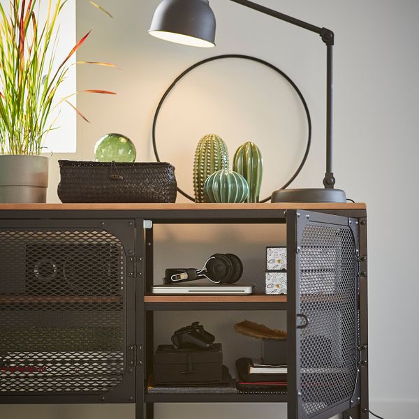 Шкаф для ТВ, комбинация, черный 250x36x95 см IKEA FJÄLLBO ФЬЕЛЛЬБО 691.913.37 - фото 2