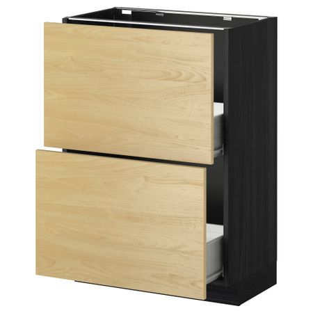 Напольный шкаф с 2 ящиками МЕТОД / ФОРВАРА, черный, Тингсрид береза
