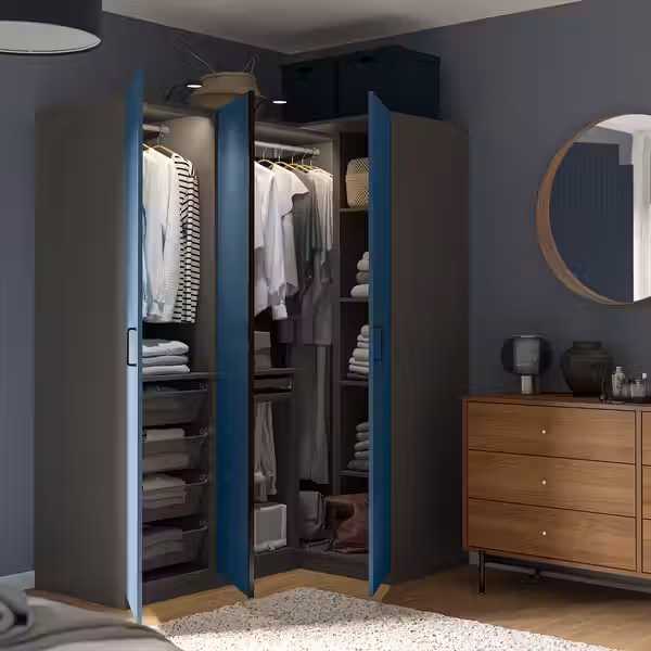 PAX / FYRUDDEN Гардероб угловой - темно-серый/синий 161/111x201 см - схема-чертеж с размерами