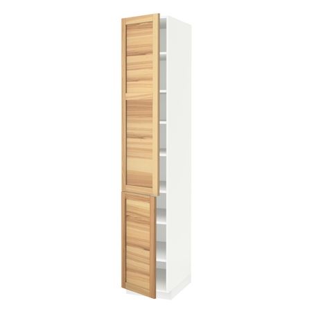 Высокий шкаф с полками, 2 дверцы, белый/Торхэмн ясень 40x60x220 см IKEA METOD МЕТОД 494.452.36