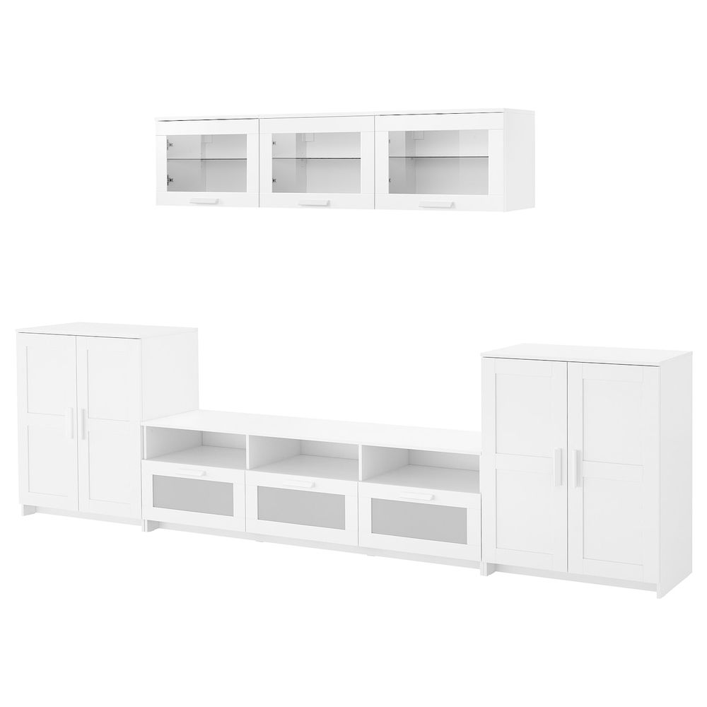Шкаф для ТВ, комбинация, белый 336x41x190 см IKEA BRIMNES БРИМНЭС 393.978.01 - фото 1