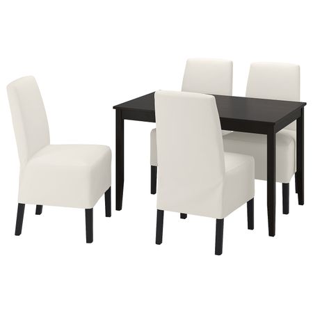 Стол и 4 стула, черно-коричневый/Инсерос белый, черный 118x74 см IKEA LERHAMN ЛЕРХАМН / BERGMUND БЕРГМУНД 494.083.14