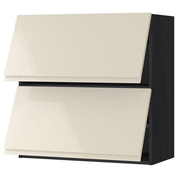 Навесной шкаф, 2 дверцы, горизонтал, черный, Воксторп глянцевый светло-бежевый 80x80 см IKEA МЕТОД 292.406.79 - схема-чертеж с размерами