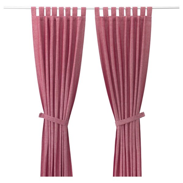 Гардины с прихватом, 1 пара ЛЕНДА, светло-красный (140x300 см) - фото 1