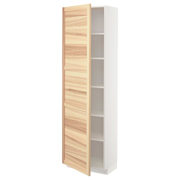 Высокий шкаф с полками, белый/Торхэмн ясень 60x37x200 см IKEA METOD МЕТОД 694.466.78 - схема-чертеж с размерами