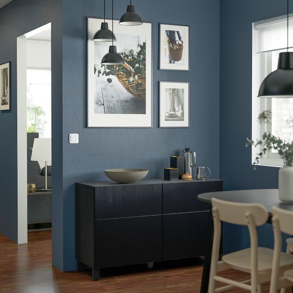 Комбинация для хранения с дверцами/ящ, черно-коричневый/тиммер/стуббар черный 120x42x74 см IKEA BESTÅ БЕСТО 194.126.09 - фото 3