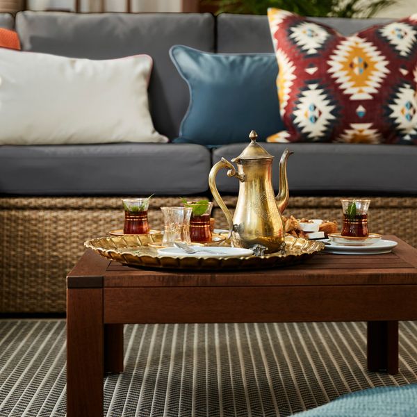 3-местный модульный диван, садовый, с табуретом для ног коричневый/ФРЁСЁН/ДУВХОЛЬМЕН темно-серый 223x144x88 см IKEA SOLLERÖN - фото 3