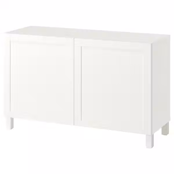 BESTÅ Комбинация для хранения с дверцами - пипмакаре белый/Stubbarp белый 120x42x74 см - фото 1