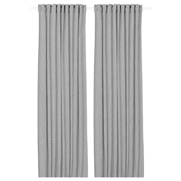 Гардины, 2 шт., белый, темно-серый 145x300 см IKEA ORDENSFLY ОРДЕНСФЛИ 404.250.11 - фото 1