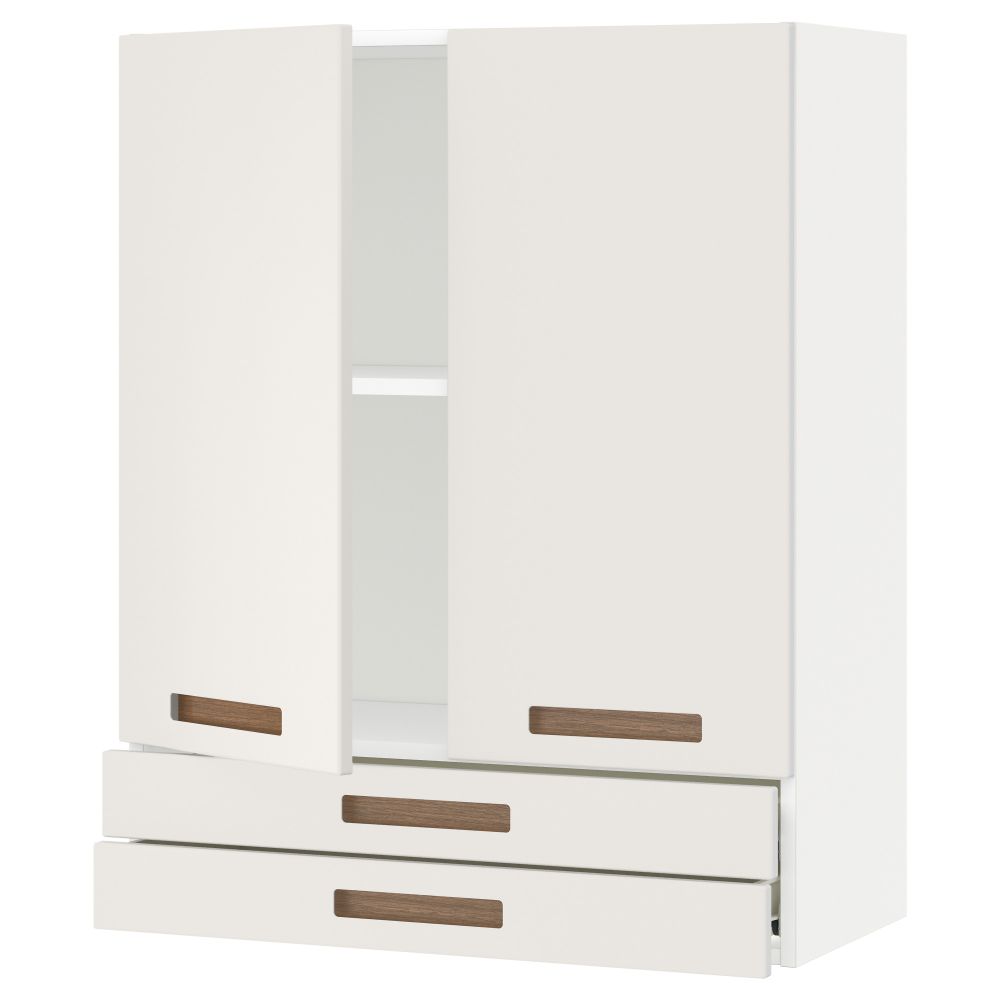 Навесной шкаф, 2 дверцы, 2 ящика МЕТОД / ФОРВАРА, белый, Мэрста белый - схема-чертеж с размерами