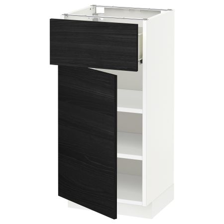 Напольный шкаф с ящиком, дверью МЕТОД / ФОРВАРА, белый, Тингсрид черный