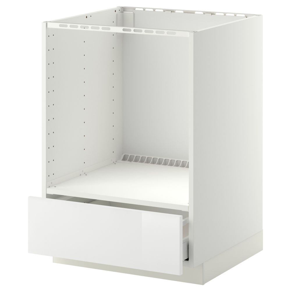 Напольный шкаф для духовки, с ящиком МЕТОД / МАКСИМЕРА, белый, Рингульт белый (60x60 см) - схема-чертеж с размерами