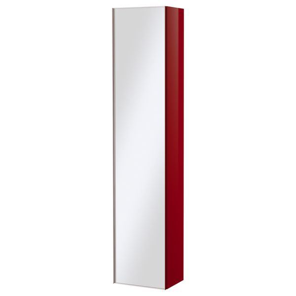Высокий шкаф с зеркальной дверцей ГОДМОРГОН, глянцевый красный (40x30x192 см) - фото 1