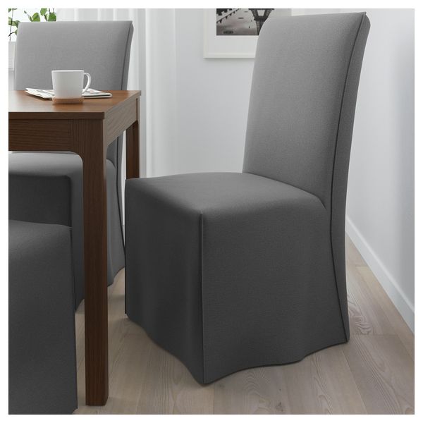 Стул с длинным чехлом ХЕНРИКСДАЛЬ, коричневый, Рисане серый - схема-чертеж с размерами