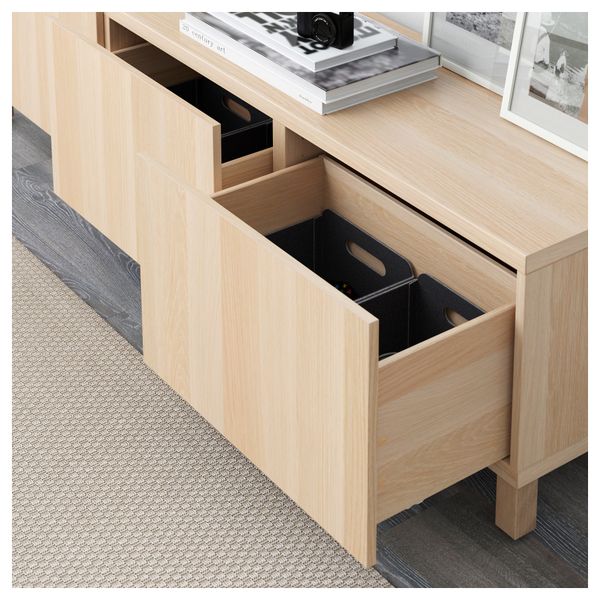 Комбинация для хранения с ящиками БЕСТО, Лаппвикен под беленый дуб (180x40x48 см) - фото 3