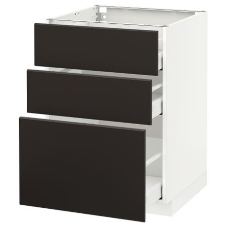 Напольный шкаф с 3 ящиками, 60x60 cm IKEA METOD МЕТОД, MAXIMERA МАКСИМЕРА 992.120.22