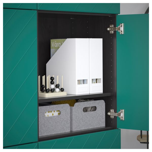 Комбинация для хранения с дверцами БЕСТО, черно-коричневый, Халлставик сине-зеленый (120x40x192 см) - схема-чертеж с размерами