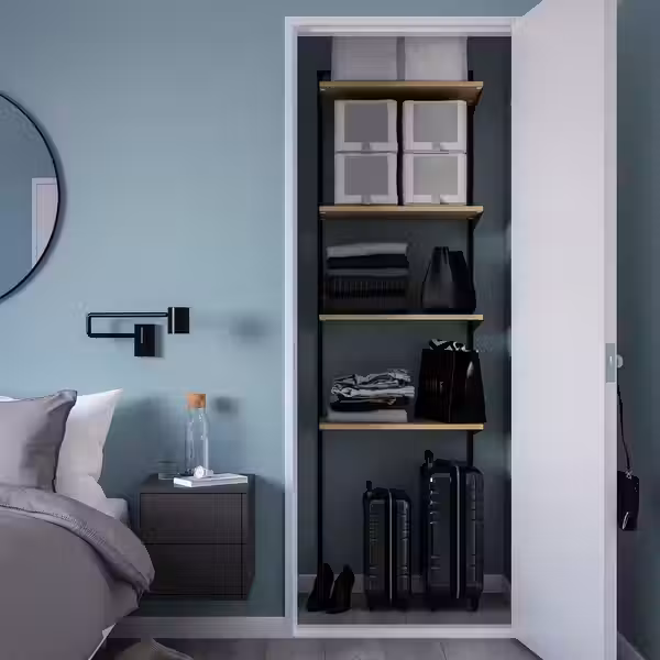 BOAXEL Стеллаж - антрацит/дуб 62x40x201 см - схема-чертеж с размерами