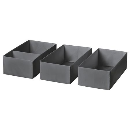 SKUBB Набор коробок,3шт - темно-серый 20x38x12 см