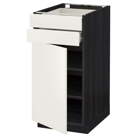 Напольный шкаф с дверцей, 2 ящиками МЕТОД / ФОРВАРА, черный, Веддинге белый