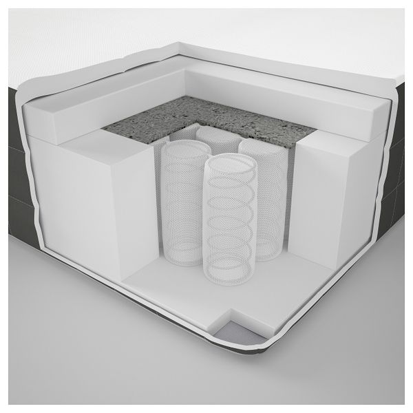 Матрас с пружинами карманного типа, средней жесткости, темно-серый 180x200 см IKEA ХОВОГ 503.693.35 - схема-чертеж с размерами