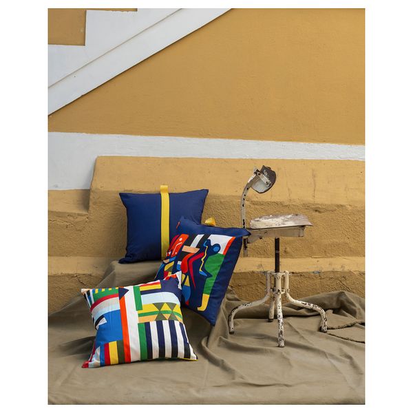 Чехол на подушку ОВЕРАЛЛЬТ, синий, разноцветный (50x50 см) - схема-чертеж с размерами