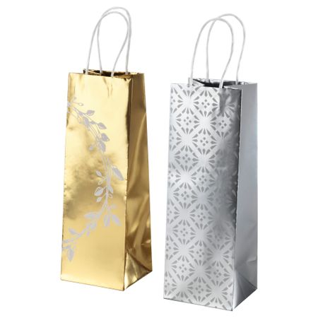Подарочный пакет ВИНТЕР 2016, золотистый/серебристый (11x32 см)