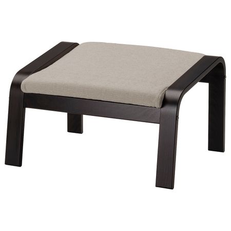 Табурет для ног, черно-коричневый/Хили бежевый IKEA POÄNG ПОЭНГ 393.193.99