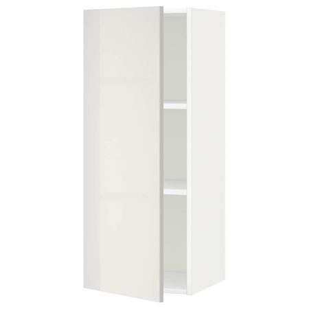 Шкаф навесной с полкой, белый/Рингульт светло-серый 40x100 см IKEA METOD МЕТОД 092.322.51
