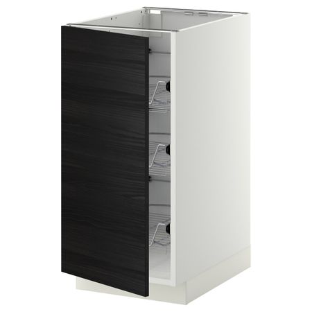 Напольный шкаф с проволочные ящиками, белый, Тингсрид черный 40x60 см IKEA МЕТОД 292.246.03