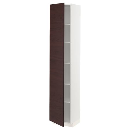 Высокий шкаф с полками, белый Аскерсунд/темно-коричневый под ясень 40x37x200 см IKEA METOD МЕТОД 193.347.39