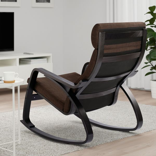 Кресло-качалка, черно-коричневый/Шифтебу коричневый IKEA POÄNG ПОЭНГ 493.028.26 - фото 3
