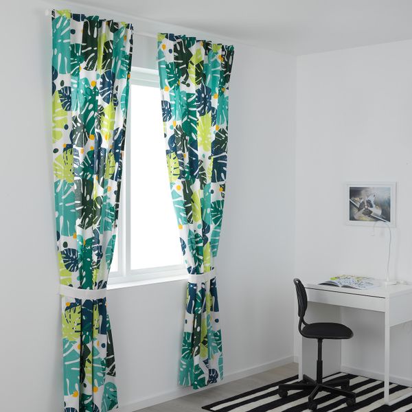 Гардины с прихватом, 1 пара, зеленый, 120x300 см IKEA УРСКОГ 803.938.95 - фото 3