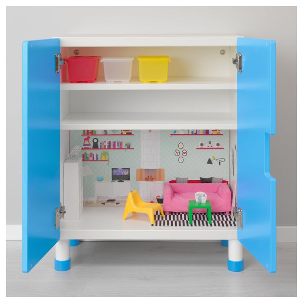 Комбинация для хранения с дверцами СТУВА, белый, синий (60x30x75 см) - схема-чертеж с размерами