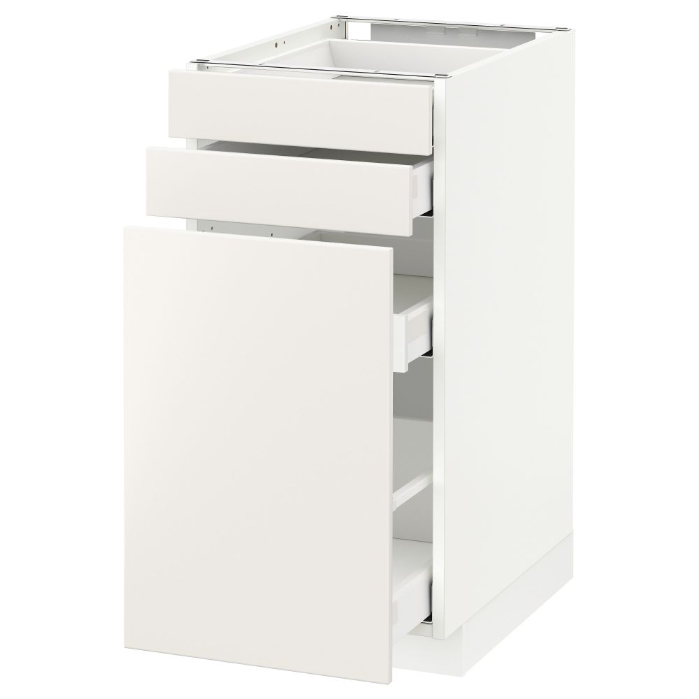 Напольный шкаф с выдвижными модулями, 2 фронтальные панели МЕТОД / МАКСИМЕРА, белый, Веддинге белый - схема-чертеж с размерами