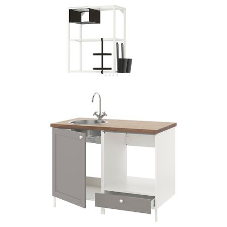 Кухня, 123x63.5x222 см, белый, серый каркас IKEA BEGIVENHET БЕГИВЕНХЕТ 893.370.46
