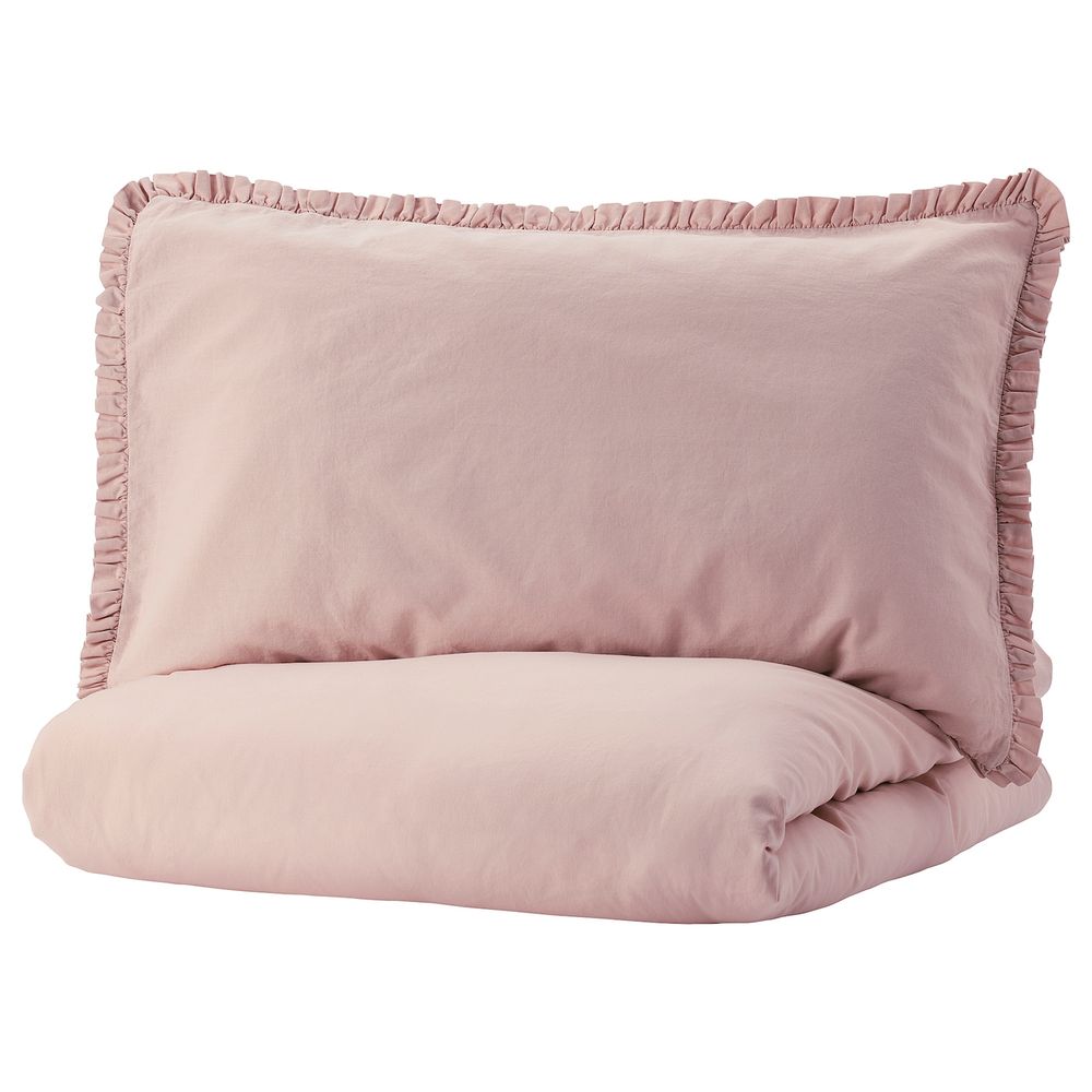 Пододеяльник и 1 наволочка, светло-розовый 150x200/50x70 см IKEA KRANSKRAGE КРАНСКРАГЕ 304.823.42 - фото 1