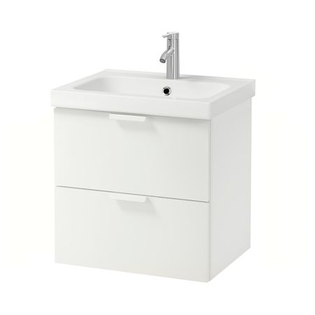 Шкаф для раковины с 2 ящ, белый/ДАЛЬШЕР смеситель 63x49x64 см IKEA GODMORGON ГОДМОРГОН / ODENSVIK ОДЕНСВИК 892.928.30