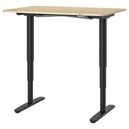 Стол/трансф, дубовый шпон, беленый/черный 120x80 см IKEA BEKANT БЕКАНТ 992.822.32